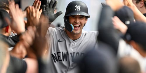 Jones' first career homer is Judgian: 443 feet at 112.2 mph!