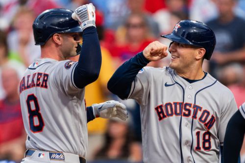 Astros 3 HRs Back Big Wes; Hold On for 6-5 Win Over Phillies