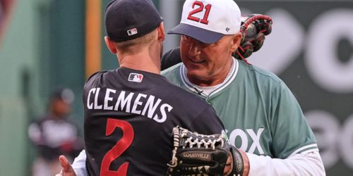 Family fun at Fenway: Clemens throws out 1st pitch to son, Kody