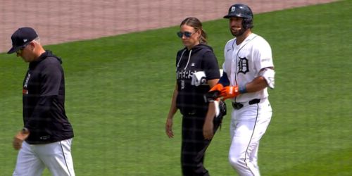 Vierling exits with groin injury after legging out triple