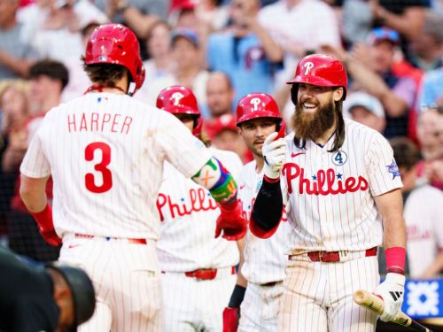 What did Bryce Harper tell Brandon Marsh in dugout pep talk before outfielder’s home run?