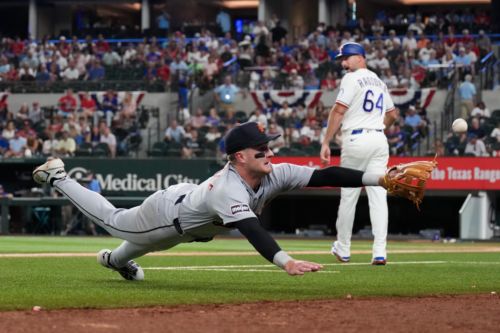 Tigers’ winning streak ends with dismal series opener against Rangers