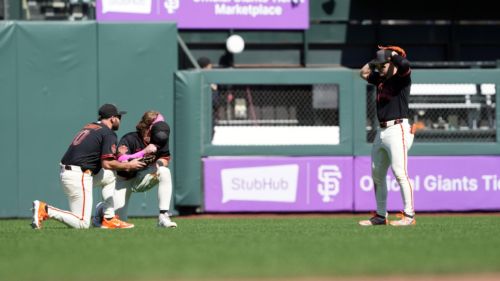 Giants' outfield celebration takes new form as MLB is bound to step in