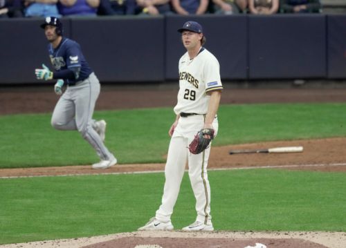 Brewers fall late 3-2 to Rays in first loss of season