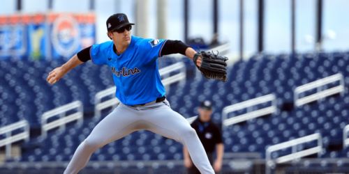 Is this Marlins prospect rocking shades on the mound? Sort of