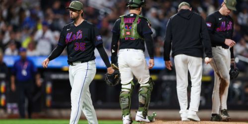 Holmes sustains fractured fibula on 111.1 mph comebacker