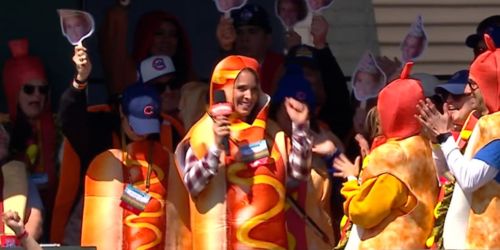 Fans in hot dog costumes take over Wrigley. Why? The power of friendship