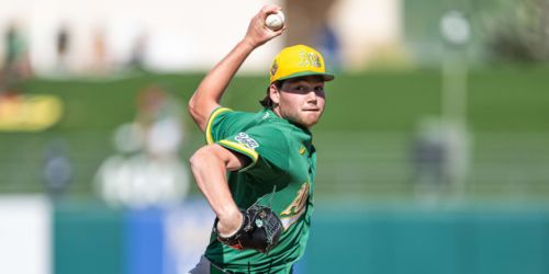 A's prospect Arnold dons uniform for 1st time in scoreless spring outing