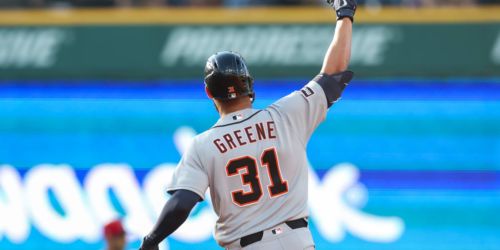 Greene Day! All-Star lifts Tigers with 2 HRs off Messick, 4-hit showing