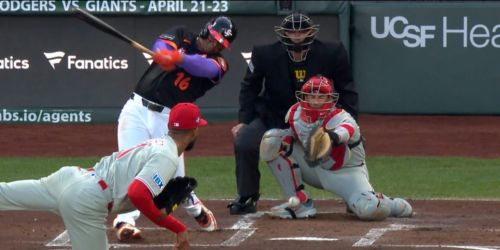 Realmuto exits after foul ball hits foot; X-rays negative