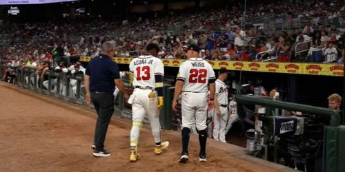 Acuña's X-rays negative after exiting with left shin contusion