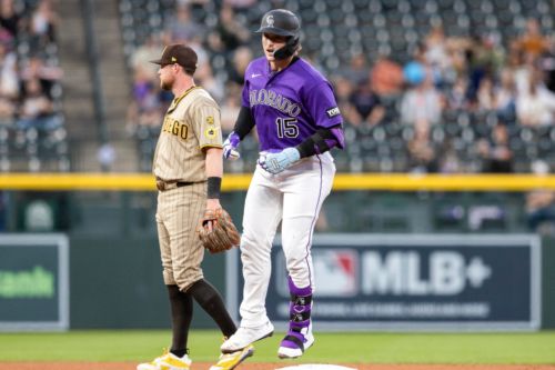 Hunter Goodman leaves Rockies-Padres game with apparent injury