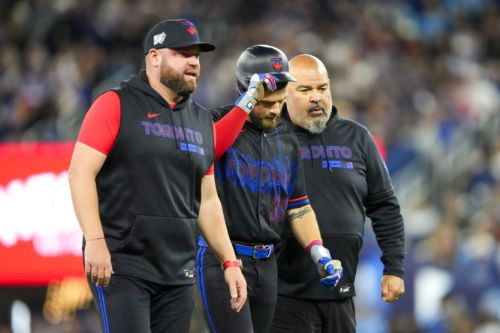 Blue Jays’ Nathan Lukes headed for MRI after suffering left hamstring injury