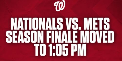 Nationals-Mets game on Sunday moved up to start at 1:05 p.m. ET