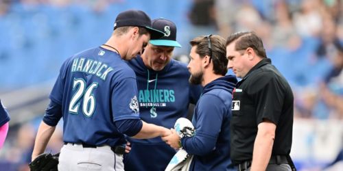 Hancock exits after taking comebacker off hand, but X-rays negative