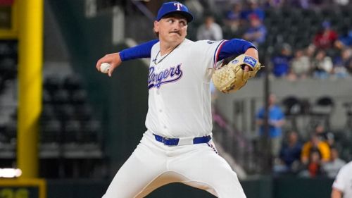 Rangers' Gray, 30, makes MLB debut, gets 1st K