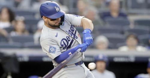 Eliezer Alfonzo delivers emotional first hit in Dodgers' loss to Yankees