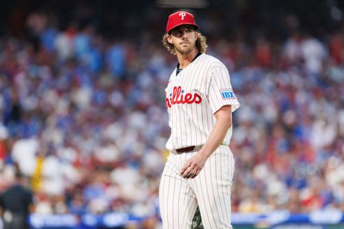 Why did Phillies starter Aaron Nola exit game against Blue Jays early?