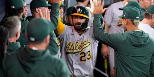Langeliers slugs pair of Opening Day homers, joins impressive A's company